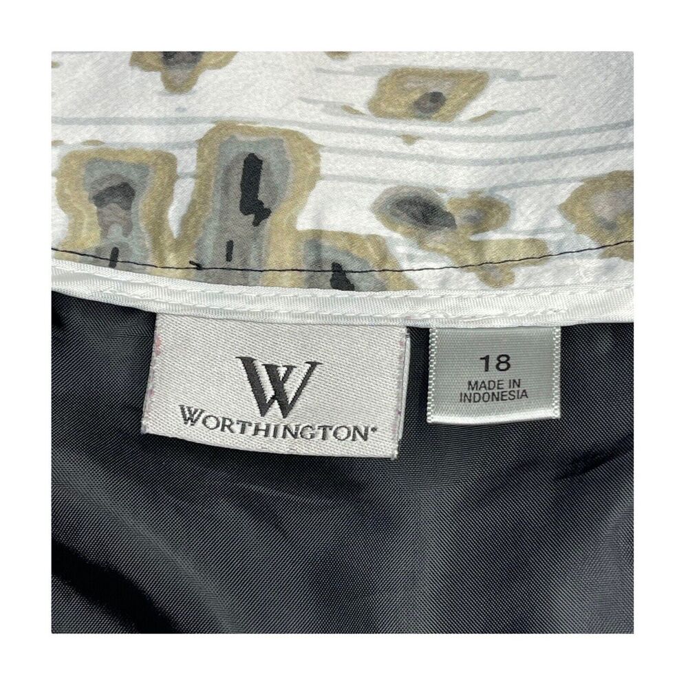 Worthington Midi Skirt Multicolor All-Over Print Pleated Lined Women’s Size 18 - Picture 2 of 7